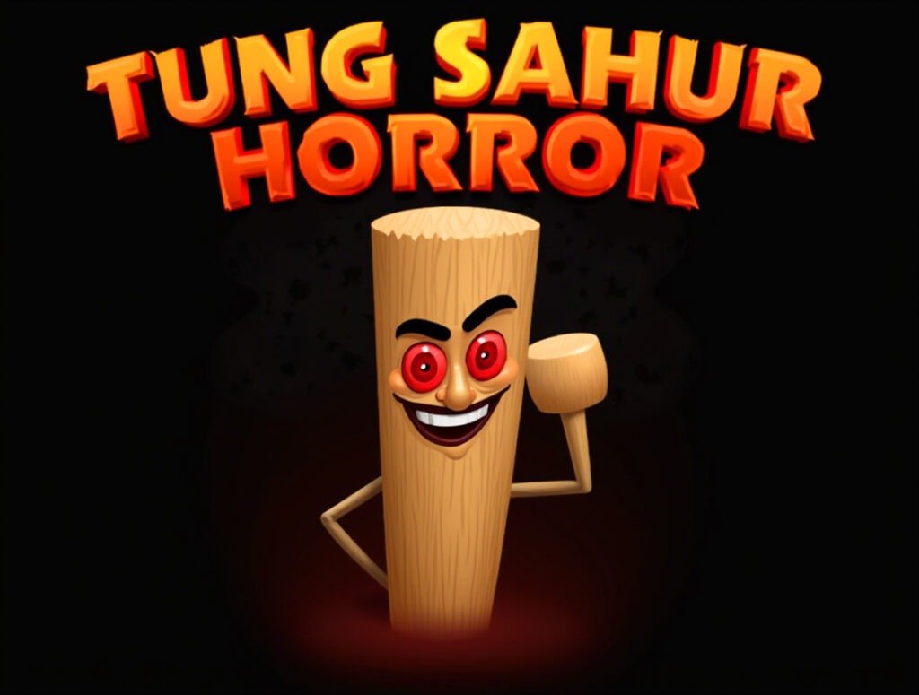 Dark horror game scene with eerie sahur-time environment